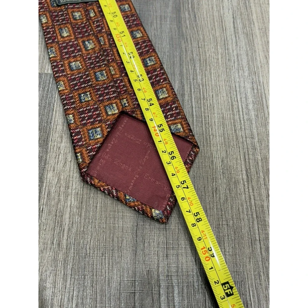 ERMENEGILDO‎ ZEGNA Men's Silk/ Viscose Necktie ITALY Geometric Classic